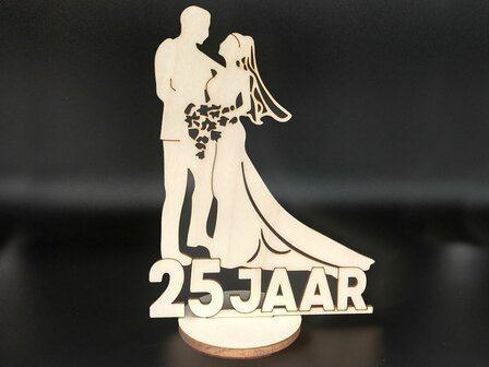 Houten standaard bruidspaar 25 jaar getrouwd cadeau