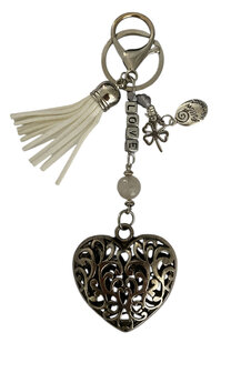 Tassenhanger Love met witte jade en hartvormig detail