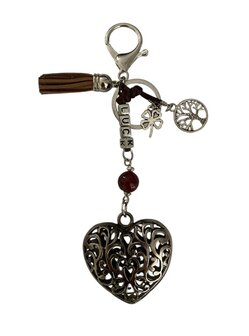 Tassenhanger Luck met agaat en leren kwastje