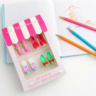 Originele set gummen in doosje met afmeting 17 x 11 cm