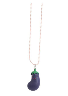 Lichtroze kinderketting met hanger in de vorm van een aubergine