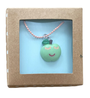 Appel ketting met lichtroze koord &ndash; kinderketting voor meisjes