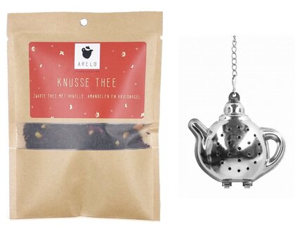 Knusse kruidige zwarte thee met theepot thee-ei in luxe verpakking
