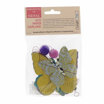 Fair trade decoratie: eco paper slinger vlinder in kleurrijke uitvoering
