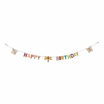 Vrolijke Happy Birthday slinger van fair trade lokta papier