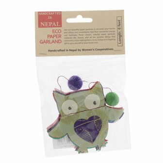 Slinger van lokta papier met uiltjes in geschenkverpakking