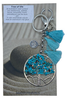 Spirituele tashanger turquoise met bedels en kwastjes