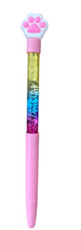 hondenpoot pen glitter met blauwe inkt