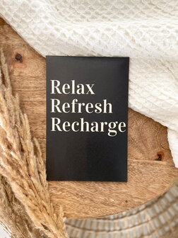 Klein geurcadeau Relax Refresh Recharge om te verrassen