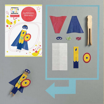 Complete set om eigen superheld pop te maken &ndash; duurzaam knutselpakket kind