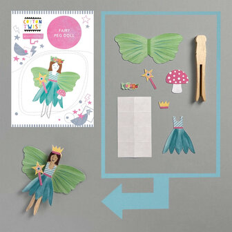 Complete set om eigen fee pop te maken &ndash; FSC houten pop met accessoires