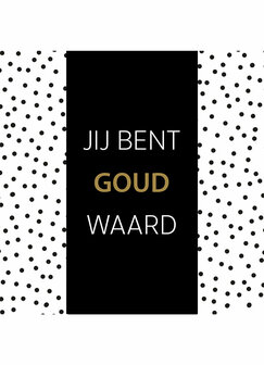 Chocolade reep &lsquo;Jij bent goud waard&rsquo; van pure en witte chocolade, luxe geschenkverpakking