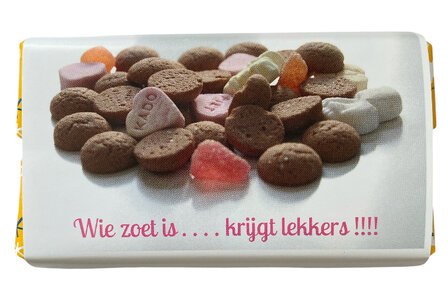 Tony&rsquo;s Chocolonely melk-pepernoot repen met wikkel Wie zoet is krijgt lekkers