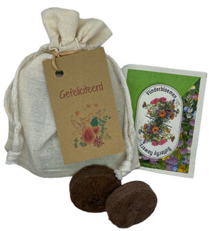 bloemzaad zakje Gefeliciteerd met vlinderbloem zaadjes