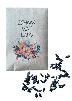 zomaar wat liefs &ndash; zonnebloemzaden in kraftzakje