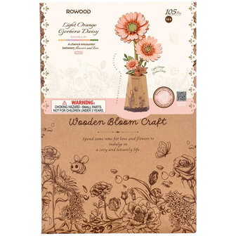 houten gerbera knutselpakket met onderdelen