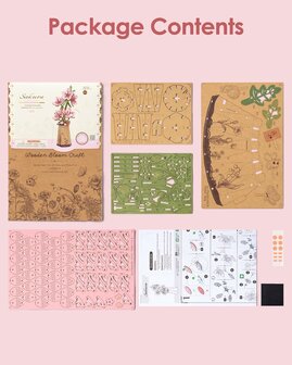 houten bloesem knutselpakket met onderdelen