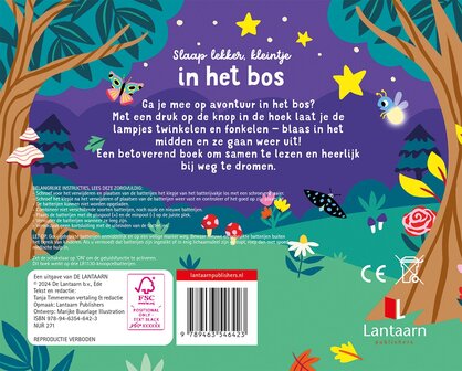 Kinderboek met twinkelende lichtjes bos thema