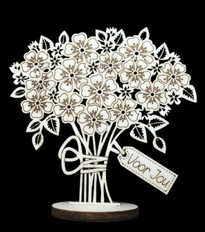 Houten bloemen voor jou met voetje