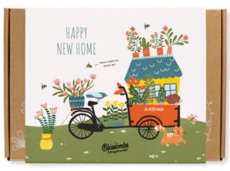Bloembommetjes happy new home giftbox