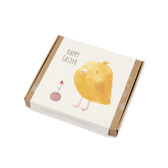 Giftbox vrolijk pasen met geel kuiken