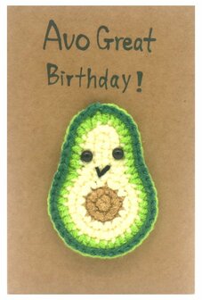 Grappige avocado felicitatiekaart voor een verjaardag per post.