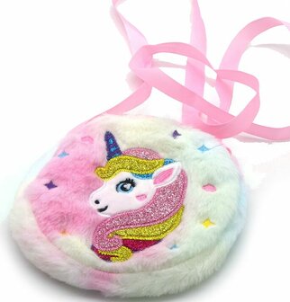 Zacht unicorn tasje met glittermanen voor kinderen