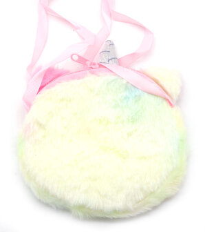 Eenhoorn portemonnee van pluche 13x13 cm voor kinderen.