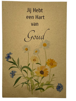 Kraft zakje bloemzaden met de tekst Jij hebt een hart van goud.