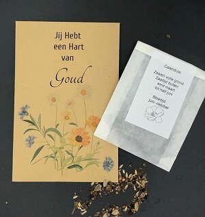 Goudsbloemen zaden in een duurzame cadeauverpakking.