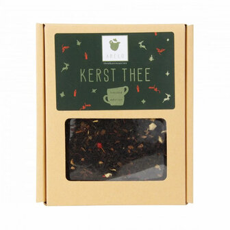 Kerst thee geschenkverpakking met 50 gram zwarte thee gember en citrusschillen