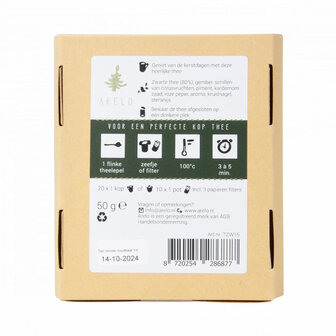 Sfeervol kerstcadeautje zwarte thee met gember in cadeauverpakking 13 x 10,5 cm