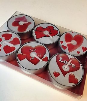 Unieke hartjes waxinelichtjes, met afbeelding die intact blijft tijdens branden.