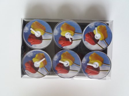 Waxinelichtjes rode/gele tulpen