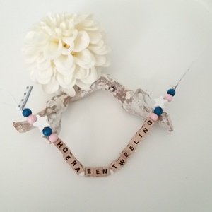 Geboorteslinger, tweeling roze en blauw