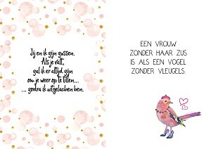 Voor de liefste zus van de wereld