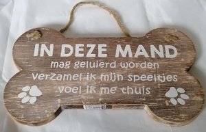 In deze mand.... Houten hangbord