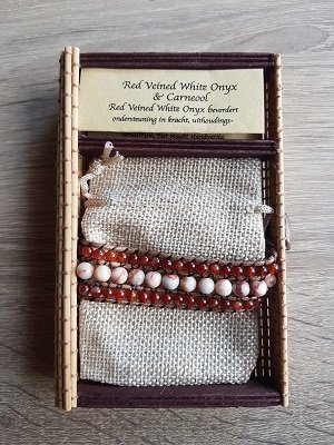 Dames armband met natuurstenen Red Veined White Onyx & Carneool