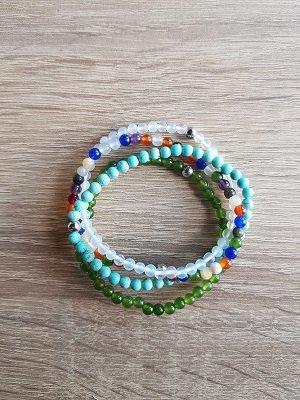 Set van vier damesarmbanden Turquoise 4mm