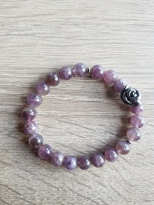 Dames armband Amethist met RVS Rooskraal