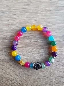 Dames armband Agaat Chakra met RVS rooskraal