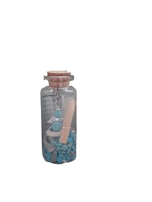 Flesje met beschermengel van natuursteen turquoise