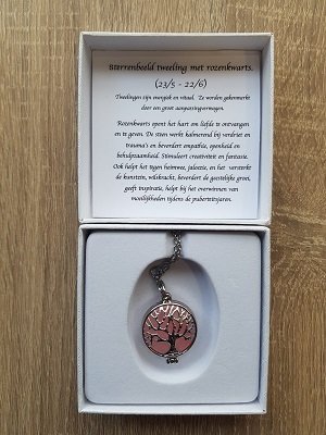 Damesketting Geboortesteen Rozenkwarts (tweeling)
