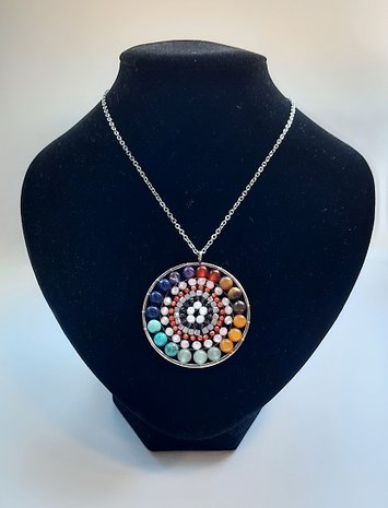 Mandala ketting met Regenboog natuursteen