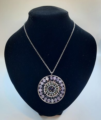 Mandala ketting met natuursteen Amethist