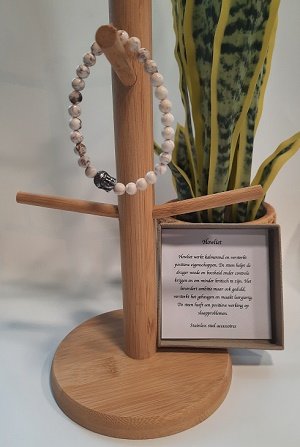 Armband natuursteen Howliet met boeddha kraal