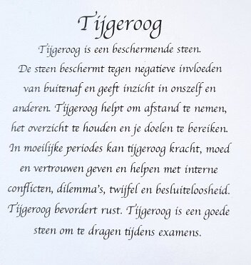 Beschrijving van natuursteen Tijgeroog