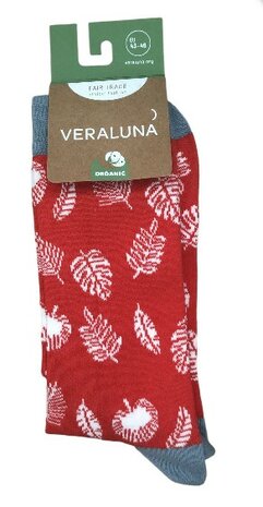 Moderne fair trade heren sokken 100% organisch rood wit