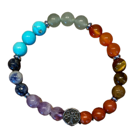 chakra armband levensboom met natuur stenen