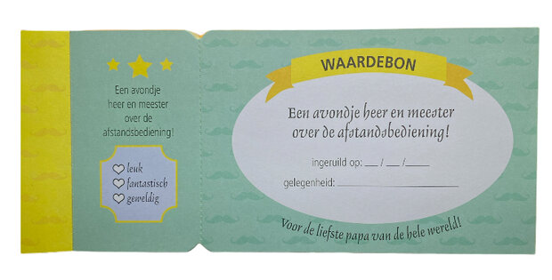 Waardebonnen voor de liefste papa!